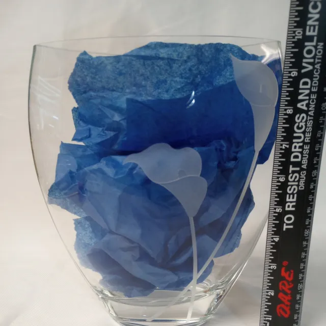 Retired Mikasa Lily Ellipse Vase 10" Etched  Vase Heavy Glass