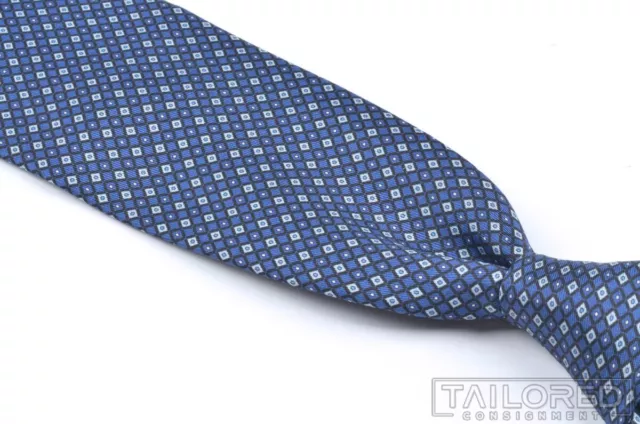 BRIONI Recent Blue Geometric Diamond 100% Silk Mens Luxury Tie - 3.00"