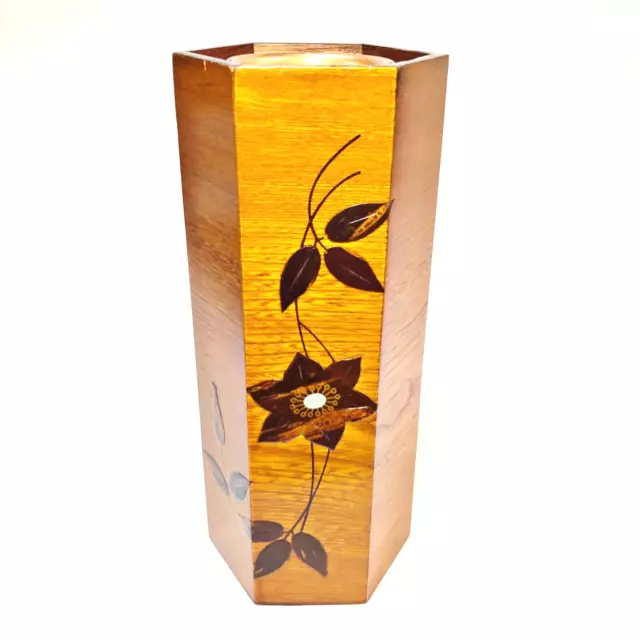 Japanese Flower Vase Hexagon Wooden Cherry Bark Ikebana Arrangement Kabin JP V28