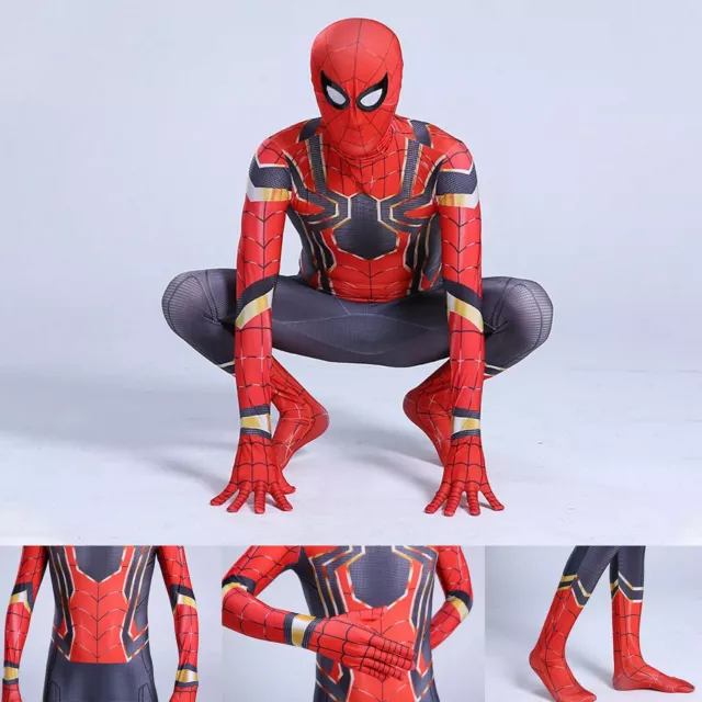 Kids Boys Avengers Iron Spiderman Superhero Cosplay Costume Fancy Dress Jumpsuit 2