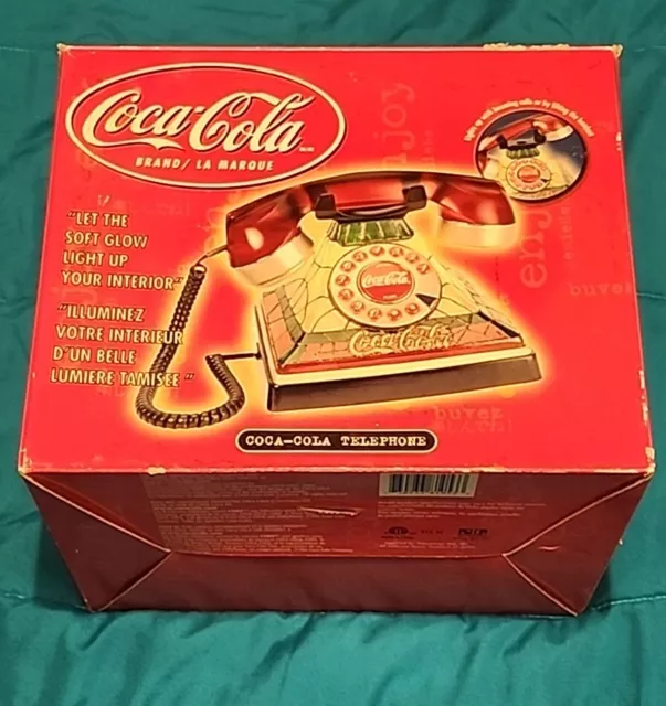 Coca-Cola Telephone Tiffany Style Light Up Stained Glass  2001 Vintage Land Line