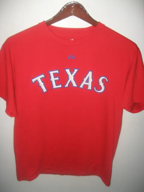 Texas Rangers Baseball Team Josh Hamilton #32 Red Majestic Sports MLB T Shirt M