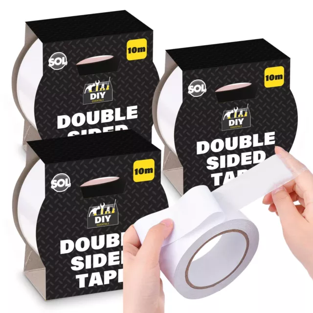 3 piezas cinta adhesiva de doble cara 10M x 48mm | cinta adhesiva transparente fuerte hágalo usted mismo artesanía
