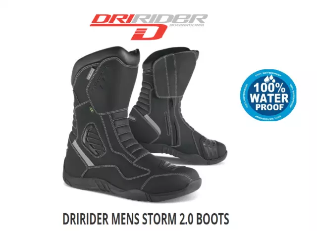 DRIRIDER STORM 2.0 motorcycle boots Waterproof NEW Motorbike Mens Road Dry Rider