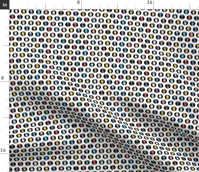 Polka Dots Retro 80S 70S Music Vintage Vinyl Fabric Printed by Spoonflower BTY