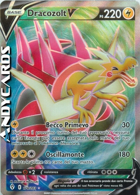 Carte Pokemon DRACOZOLT V 058/203 Ultra Rara Holo Evoluzioni Eteree ITA