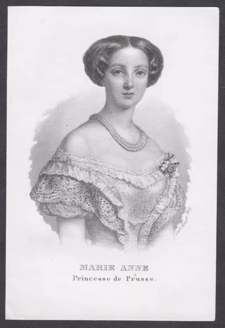 Maria Anna Prinzessin von Anhalt-Dessau Preußen Stahlstich engraving ca. 1860