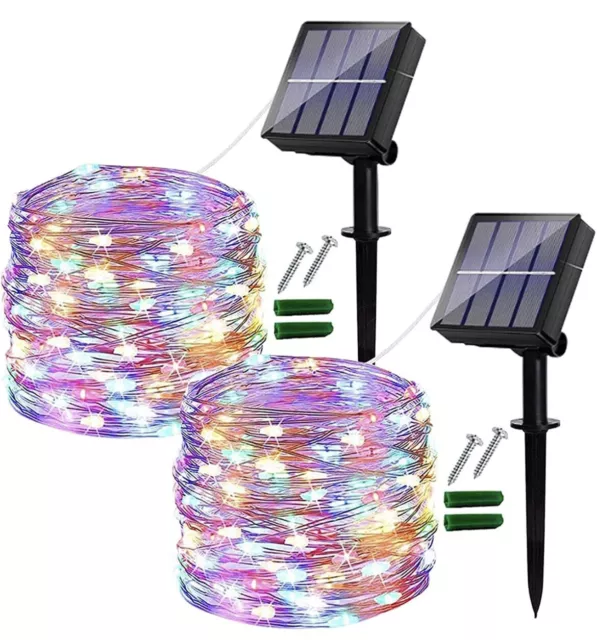 Solar Feenleuchten Outdoor 2er-Pack Gartenleuchten solarbetrieben wasserdicht 120 LED 2