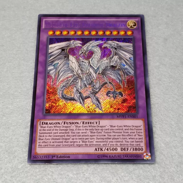1x Yugioh Neo Blue Eyes Ultimate Dragon MVP1 1st Edition Secret Rare Card NM