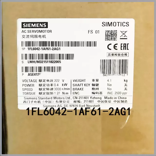 Siemens 1PIECE New In Box Fast Shipping PLC 1FL6042-1AF61-2AG1 ac servo motor