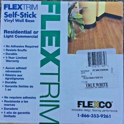 FlexTrim Self-Stick Vinyl Wall Base True White 4" x 20'  New In Box