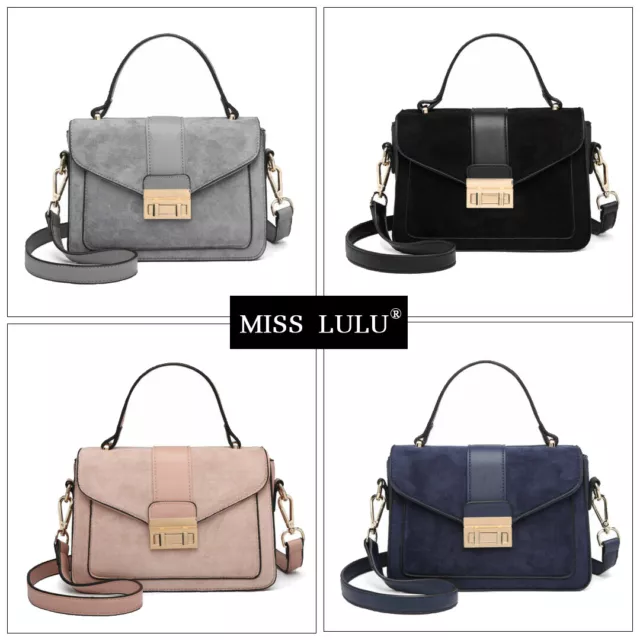 MISSLULU Ladies Faux Leather Tote Handbag Women Frosted Crossbody Shoulder Bag