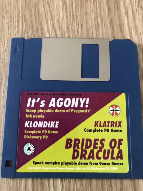 Agony Demo Brides Of Dracula Demo + 2 Games Commodore Amiga 500 Atari St Rare