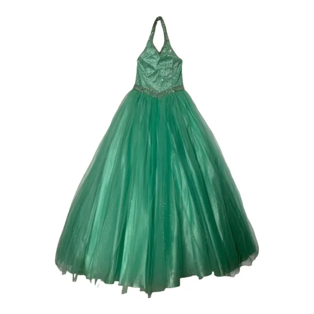 Sugar  Mint Green Girls Formal Pageant Full Length Dress Size 12