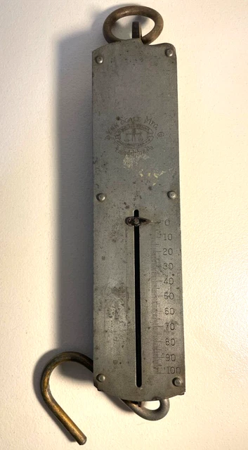 Vintage Penn Scale Mfg. Co. NYC PA 100 Lb Hanging Scale Serial V-10 Brass works