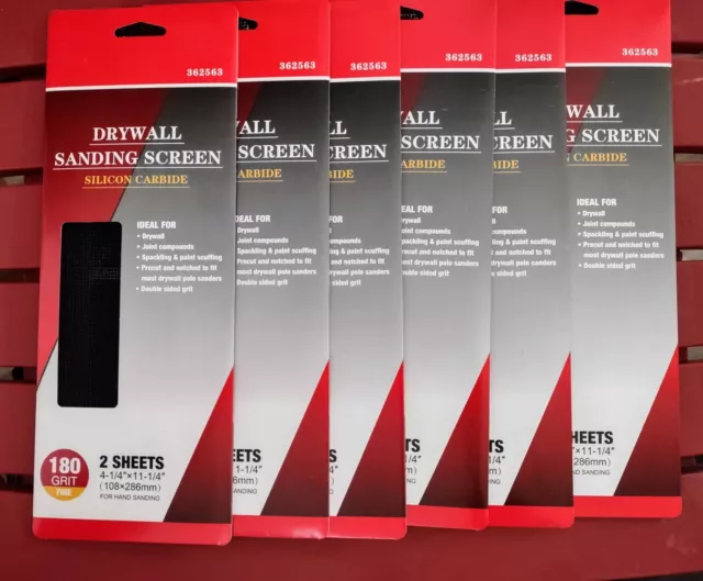 Pantalla de lijado de paneles de yeso fina - 180 arena - 4,25"" x 11,25"" carburo de silicio - paquete de 12