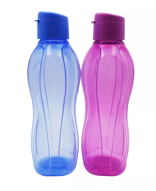 TUPPERWARE BPA-Free Eco H2O On-The-Go 1L Drink Flip Top PLastic Bottle (2) Set