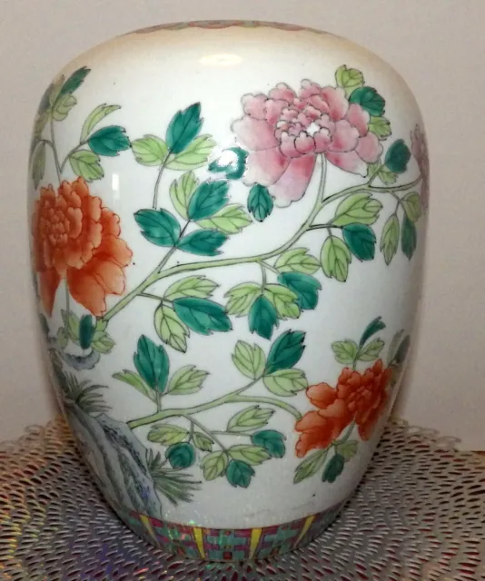 Signed Tongzhi Chinese Famille Rose Enameled Porcelain Jar Vase Phoenix Birds 3