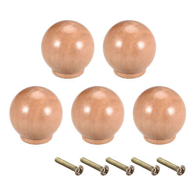 Cabinet Round Pull Knobs 28mm Dia Furniture Drawer Bedroom Kitchen Wood 5pcs