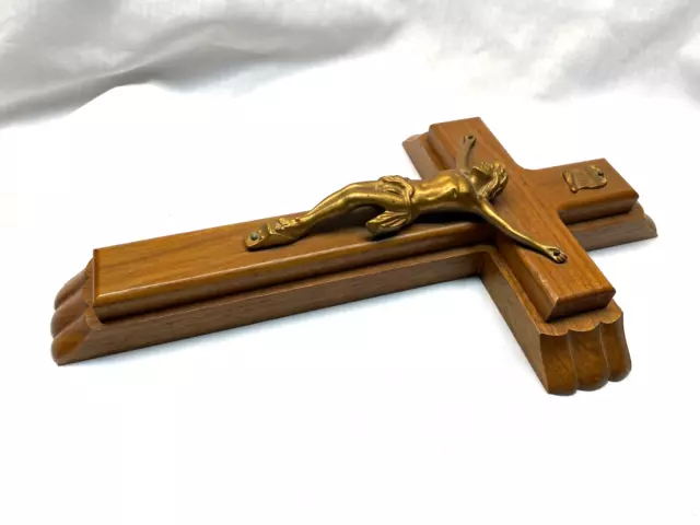 Vintage Wood / Wooden Wall Crucifix Cross Last Rites Sick Call Box/Set Catholic 3