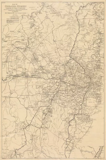 Greater Sydney Wall Map by Robinson published 1952