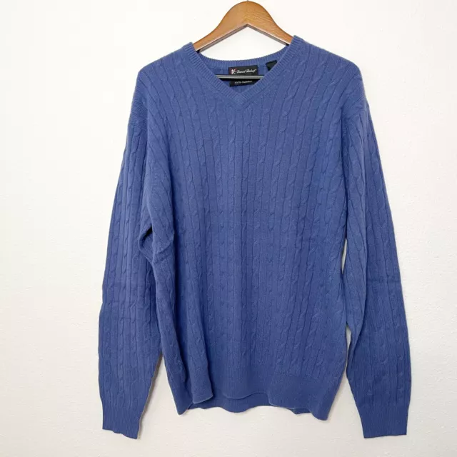 Daniel Bishop 100% Cashmere men v neck blue pullover sweater size XL NWT 2