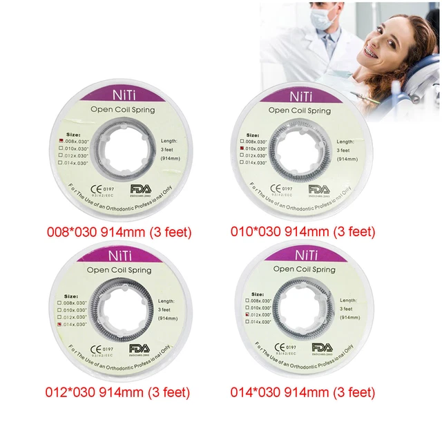 Dental Orthodontic Niti Open Coil Spring Spool .008/010/012/014 Inch 914mm DC