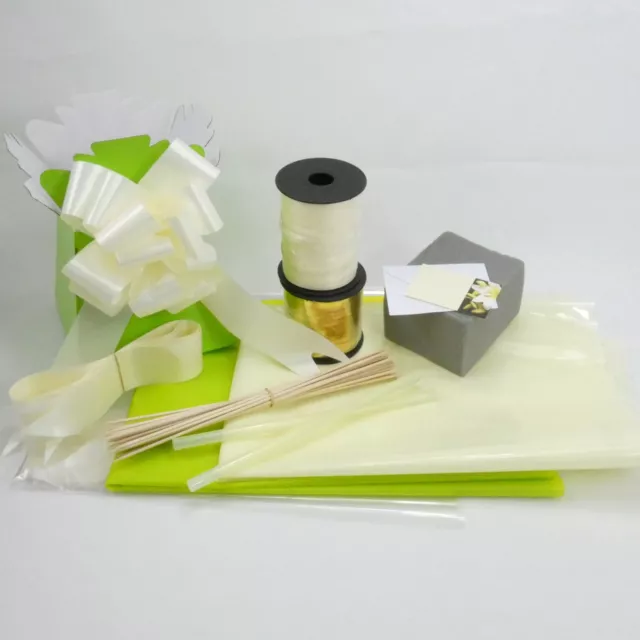 Make Your Own Chocolate bouquet kit Cellophane bow box oasis sticks ribbon GREEN