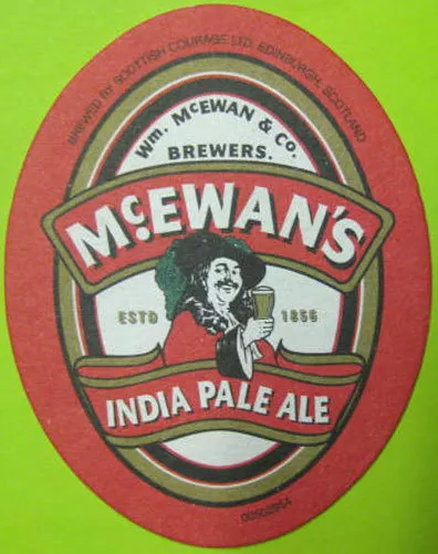 McEWAN'S INDIA PALE ALE IPA oval Beer COASTER Mat w/ MAN SCOTLAND United Kingdom