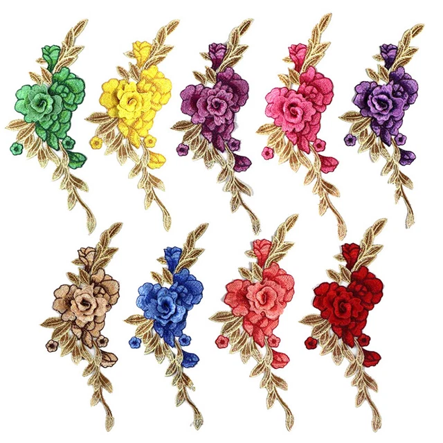 Patchs De Broderie Multicolores De Petites Fleurs De Rose Pour