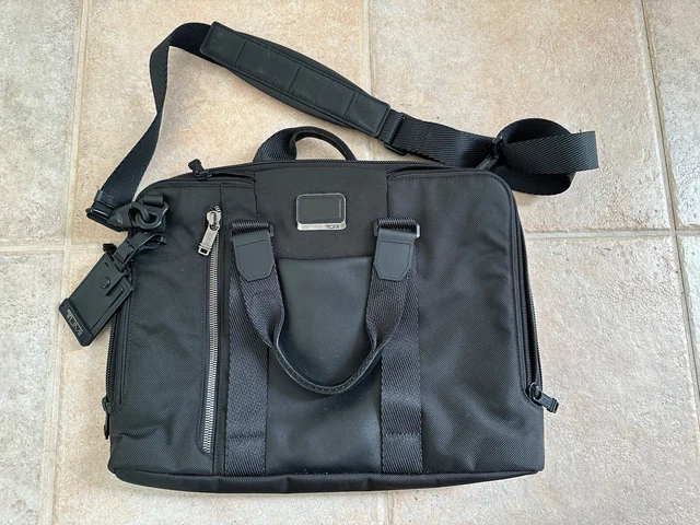 Tumi Men's Alpha Bravo Aviano Slim Briefcase - Nylon- Black