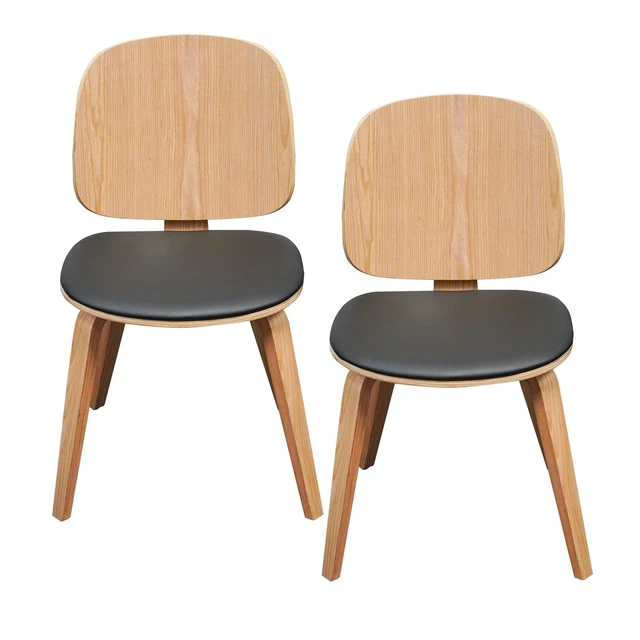 Set of 2 Nordic Wooden Dining Chairs with Cushion Dining Room Upholstered Chair