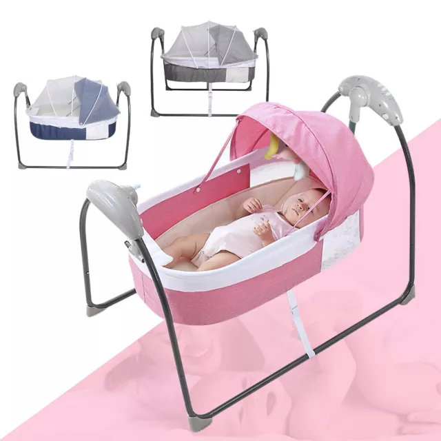 Elektrische Babywiege Stubenwagen Kinderbett Babybett Babywippe Bett Baby Wippen 2