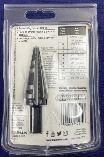 Klein Tools KTSB14 Step Drill Bit #14 NEW 2