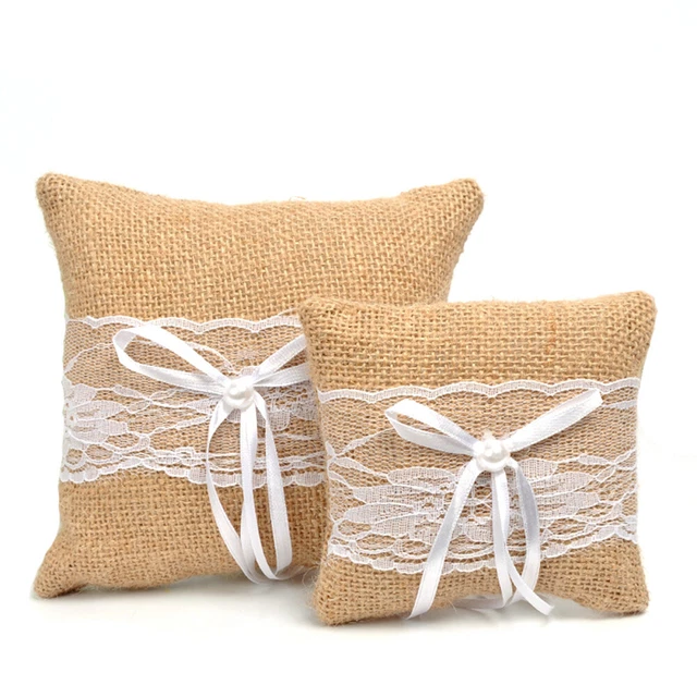 Guinzaglio fede nuziale cuscino pizzo perla anello cuscino per sposa 10x10 cm