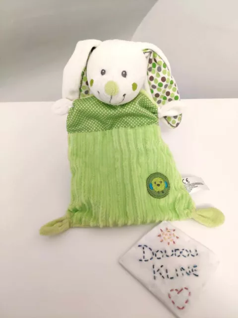 Doudou Plat/Mouche Lapin Vert Blanc Pois Poussin - Simba Toys Nicotoy