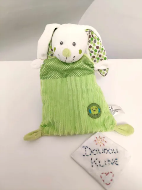 Doudou Plat/Mouchoir Lapin Vert Blanc Pois Poussin - Simba Toys Nicotoy