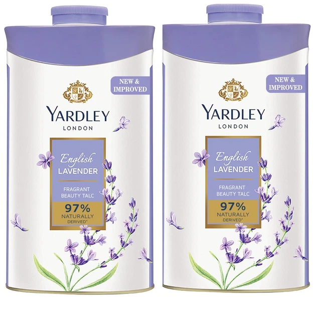 Talco perfumado inglés lavanda Yardley London para mujer 250 g x 2 (Paquete de 2)