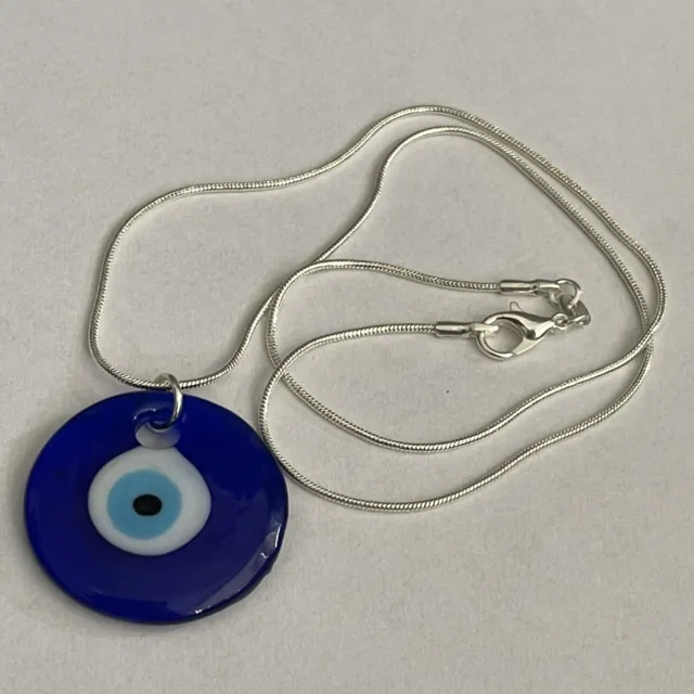 925 Sterling Silver Necklace With Evil Eye 🧿  Protective ,Good Luck , Must Have