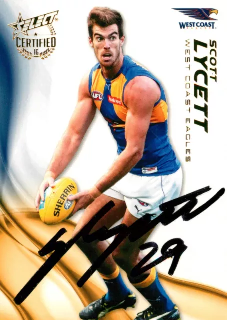 ✺Signed✺ 2016 WEST COAST EAGLES AFL Card SCOTT LYCETT