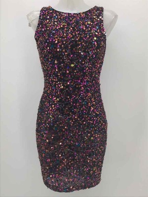 Alice + Olivia Purple Size Small Sequin Bodycon Knee Length Sleeveless Dress