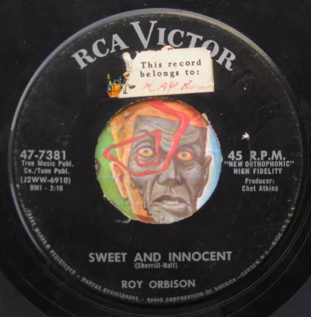 HEAR Roy Orbison 45 Sweet And Innocent / Seems To Me RCA teen teener