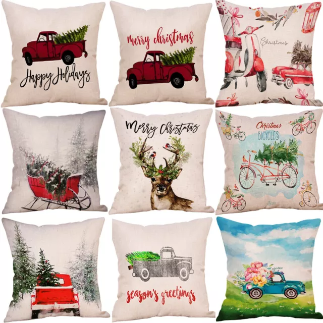 Christmas Sofa Car Throw Cushion Cover Soft Pillowcase Home Decor Gift