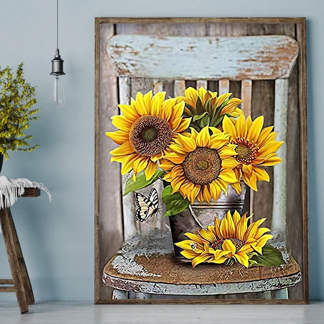 Diamond Painting Sunflower Full Round Drill Picture of Rhinestone DIY Drawing