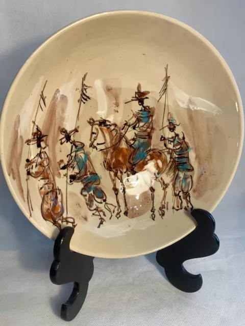 Baratti Ceramica pesaro ciotola dipinta con Don Chisciotte anni 50 vintage