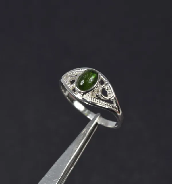 925 Solid Sterling Silver Green Tourmaline Ring-7 US A752