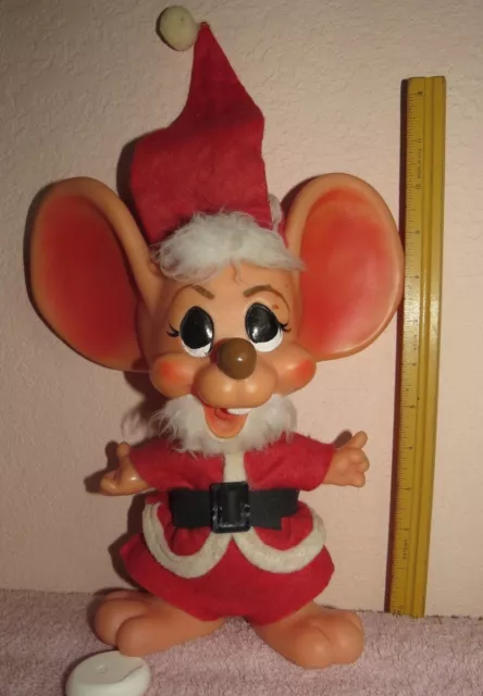 Christmas Santa Mouse Bank Troll Vintage 1970 Roy Des of Fla , Plastic Made USA