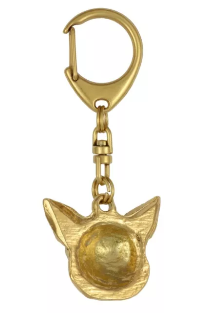 Chihuahua - gold plated keyring with a dog in box, Art Dog UK 3