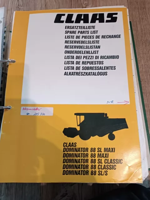 Claas Mähdrescher Dominator 88 SL MAXI CLASSIC Ersatzteilliste Spare Parts   KM