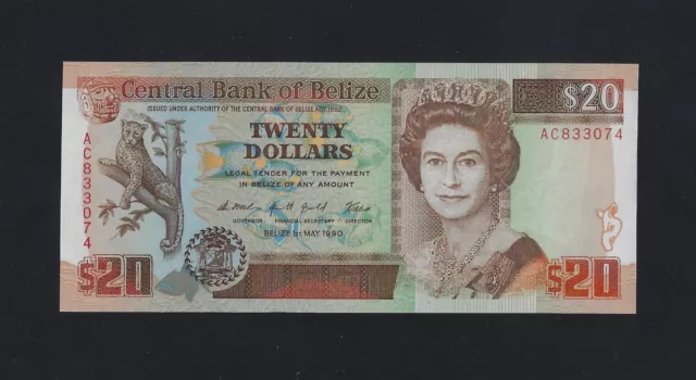 BELIZE 20 DOLLARS 1990 P-55 GEM  UNC  British - England uk